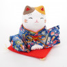 Chat porte bonheur japonais manekineko en céramique, KIMONO OJIGI
