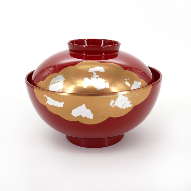 bol de soupe avec couvercle rouge, KINUN, nuages