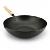 Deep steel frying pan with wooden handle 28 cm