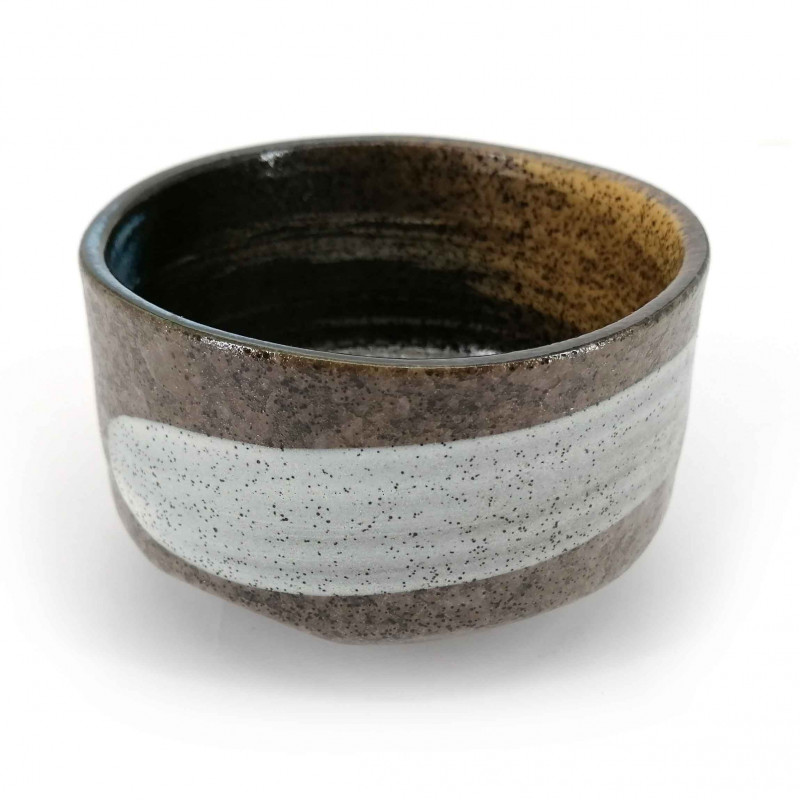 Cuenco de té japonés para ceremonia – chawan, BARASHI, Castaño