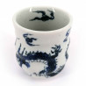 Japanische weiße Tasse, Drachenmuster, blau, RYU