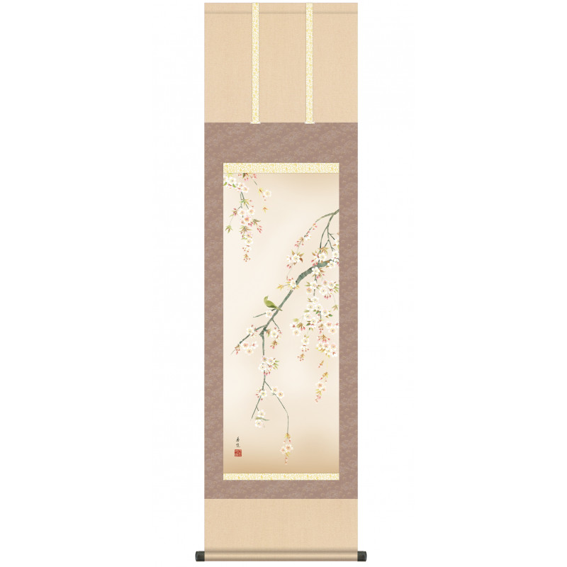 Rama japonesa kakemono kakejiku de sakura - PURAGUIN