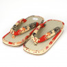 paire de sandales japonaises - Zori paille goza 020 rouge