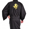 Japanese traditional black kimono in cotton broadcloth longevity kanji for men