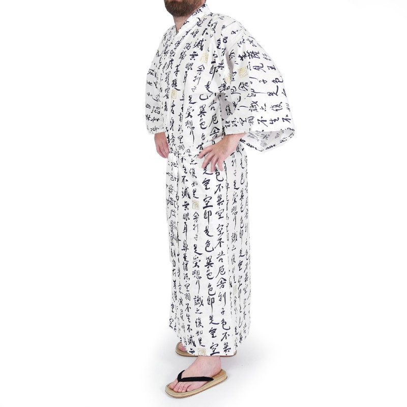 japanischer Herren yukata Kimono – weißer, HANNYA, Sutra