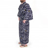 yukata kimono japonés algodón azul, HANNYA, sutra