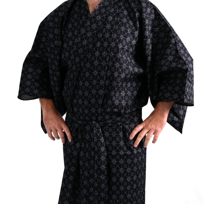 japanischer Herren yukata Kimono - schwarz, MOYOU, Diamant