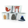 Set di 5 tazze in ceramica giapponese, simboli del Giappone - NIPPON