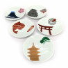 Set de 5 petites coupelles japonaises en céramique, illustrations traditionnelles - DENTO