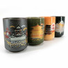 Juego de 4 tazas de cerámica japonesas, símbolos tradicionales dorados - KYOTO