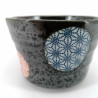 Kleiner japanischer Keramikbehälter, blaue und rote schwarze Kreise - ASANOHA