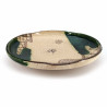 Piatto rotondo in ceramica giapponese, beige e verde - ORIBE