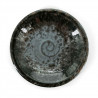 Small round Japanese ceramic plate, brown with silver reflections - GIN NO HANSHA