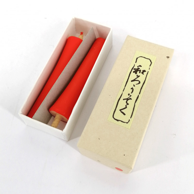 Set of two Japanese red candles, AKA KYANDORU