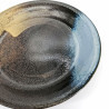 Grande assiette japonaise ronde en céramique, marron et bleu, MIGAKIMASU