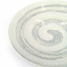 Grande piatto rotondo in ceramica giapponese, bianco e grigio, effetto pennello, SENPU