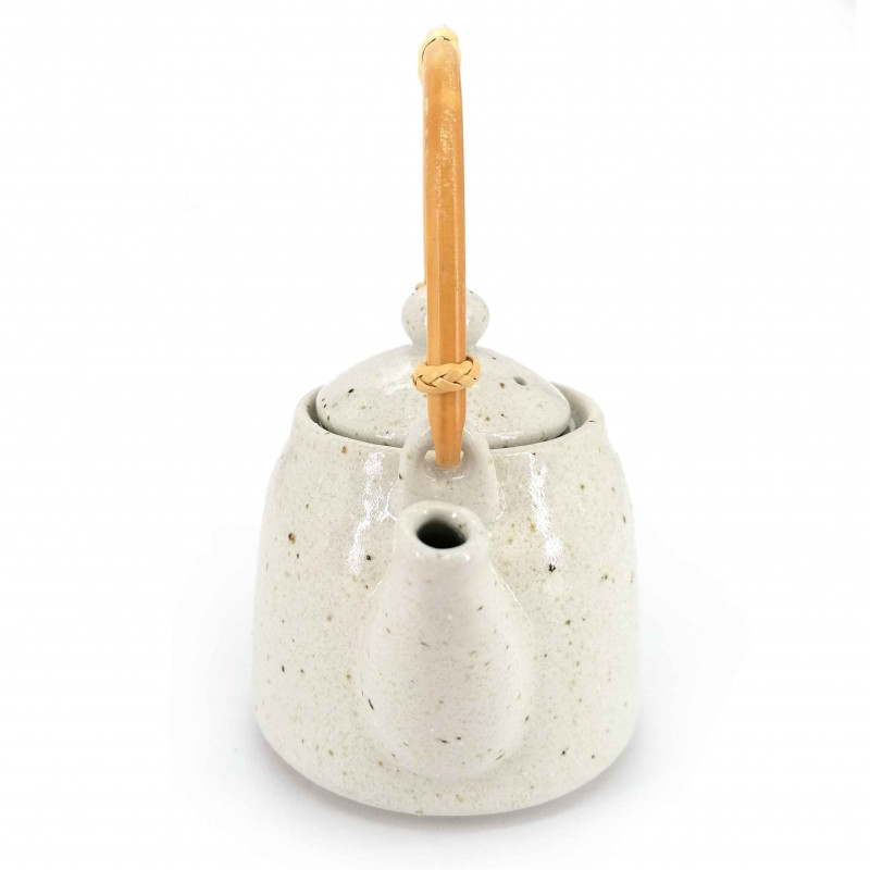 Japanese ceramic teapot, enamelled interior, removable filter, white, ANATA NO ISHI