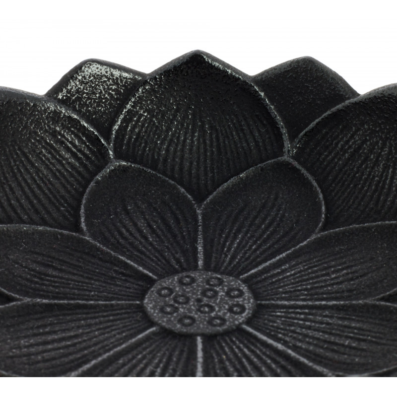 Bruciatore di incenso giapponese in ghisa nera, IWACHU LOTUS, fiore di loto