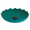 Japanese turquoise cast iron incense burner, IWACHU LOTUS, lotus flower
