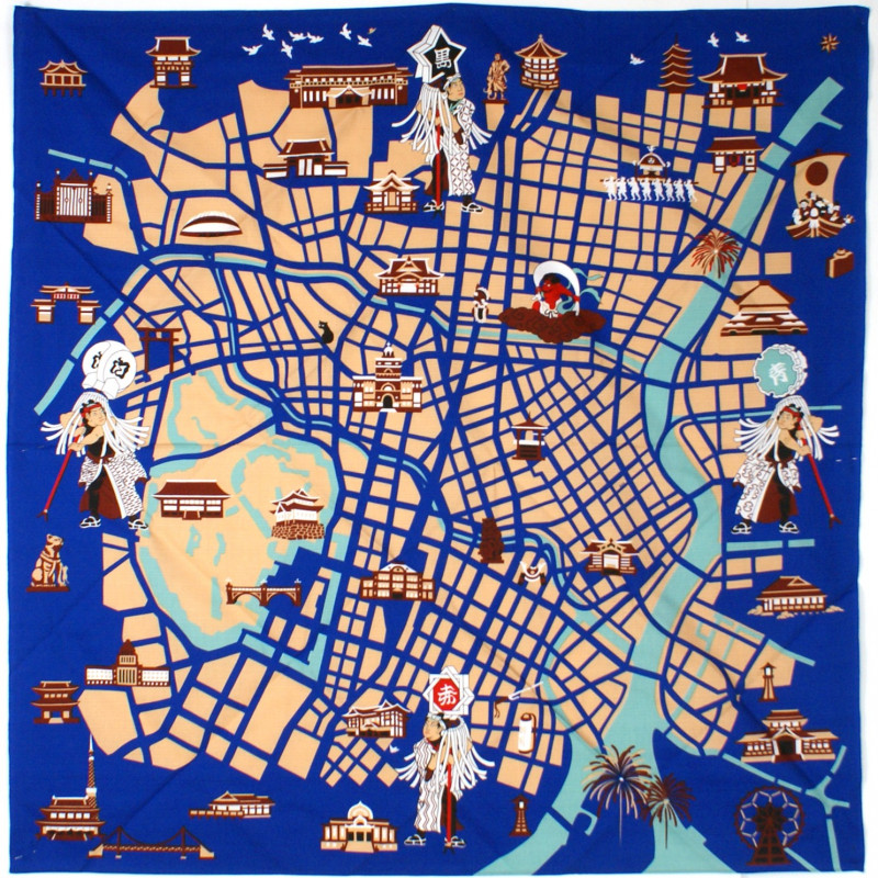 japanese furoshiki Kyoto map