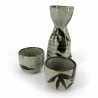 Japanischer Keramik-Sake-Service, 2 Gläser und 1 Flasche, TAKE