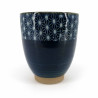 Japanese ceramic tea cup, dark blue, ASANOHA