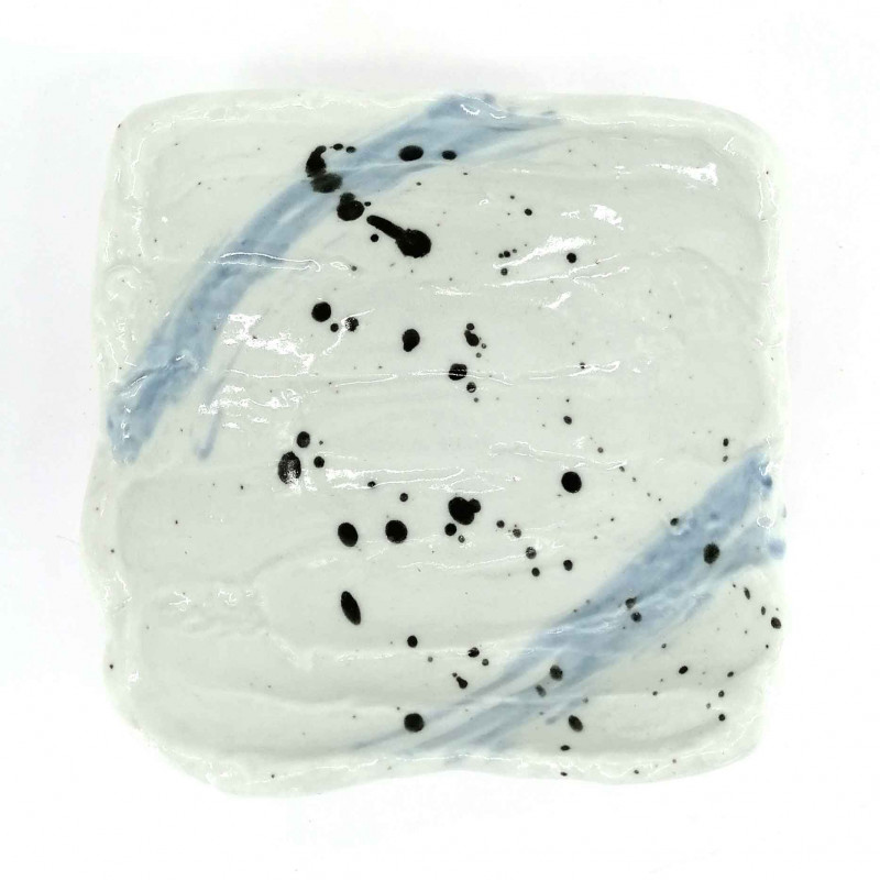 Piatto piccolo in ceramica giapponese, bianco, schizzi di vernice, TASUKU