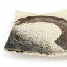 Piatto piccolo quadrato in ceramica giapponese, pennellata beige, marrone - MIGAKIMASU