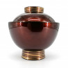 Soup bowl with lid, burgundy red and golden lines, KIN'IRO NO SEN