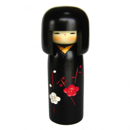 bambola di legno giapponese - kokeshi, SACHI NO HANA, nero