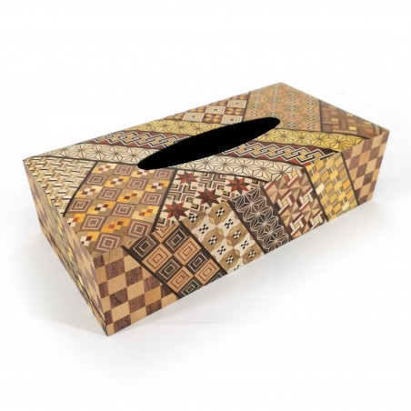 Tissue box in traditional Yosegi marquetry from Hakone, YOSEGI