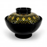 Lackierte Suppenschüssel mit Deckel, schwarze und goldene geometrische Muster, HANA JIOMETORI