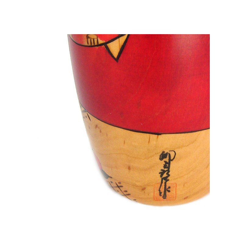 bambola di legno giapponese - kokeshi, KANTSUBAKI, rosso