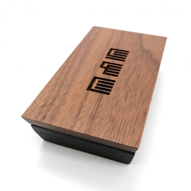 Porte-encens japonais en fonte double compartirment, GENJIKOU couvercle en bois, noir
