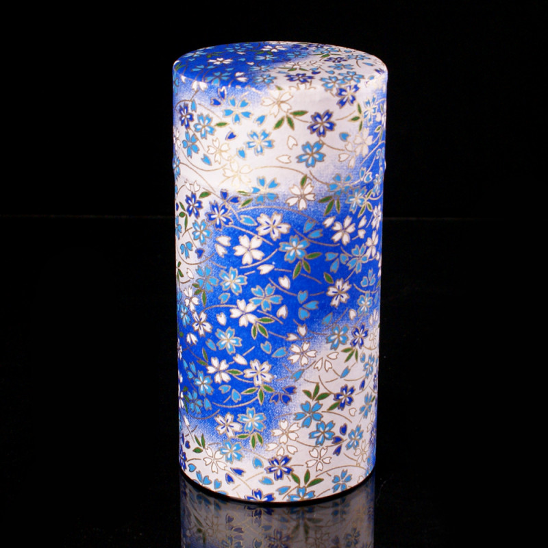 Caja de té japonesa de papel washi, VENT, azul