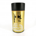 Large golden and white Japanese tea caddy in metal, AJITSUKE NORI, 300 g