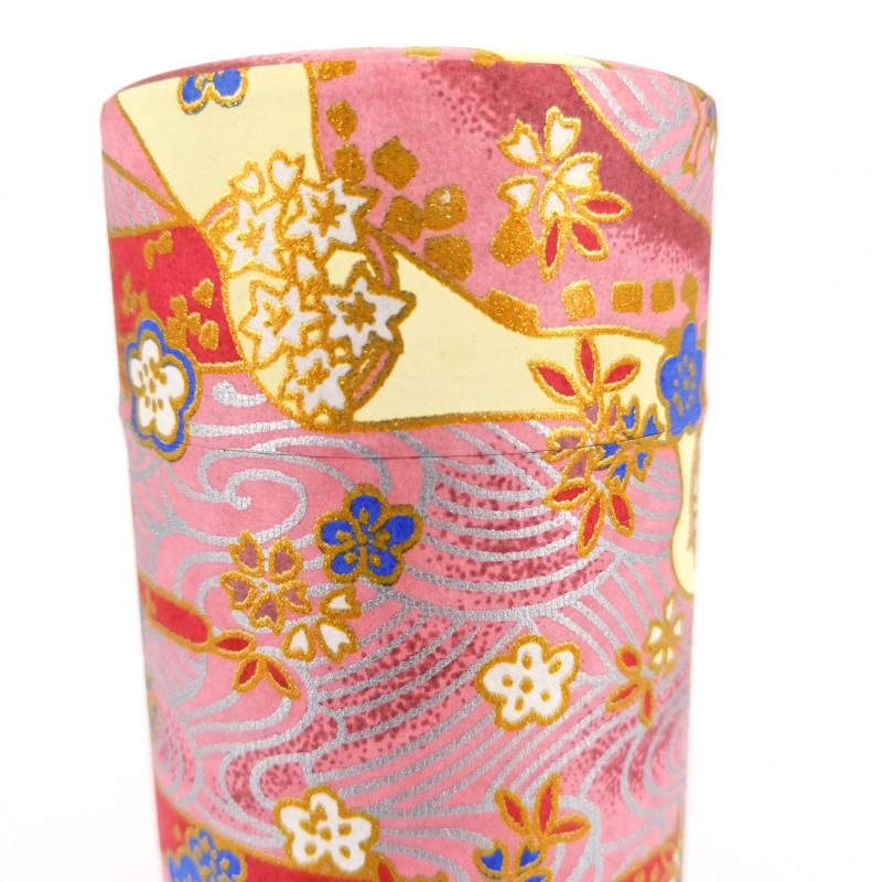 Caja de té japonesa de papel washi, SHIKISAI, rosa