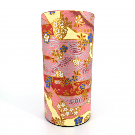 Caja de té japonesa de papel washi, SHIKISAI, rosa