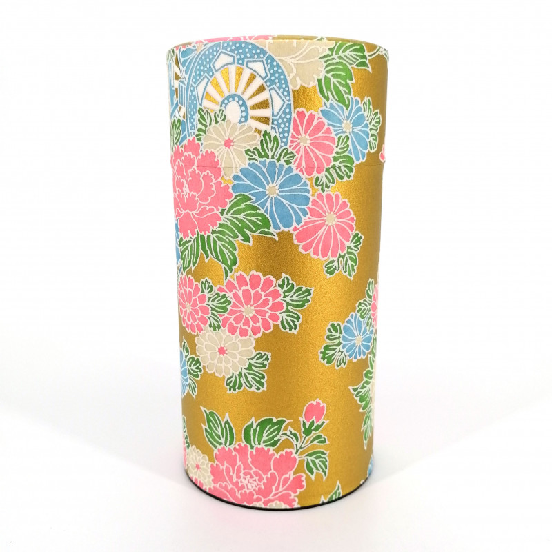 Caja de té japonesa en papel washi, YAYOI GOSHO, dorado