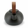 Bouilloire en fonte japonaise anse en bois brun, MOKUSEI HANDORU, noir