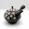 Japanese teapot tokoname kyusu, UME, plum blossoms