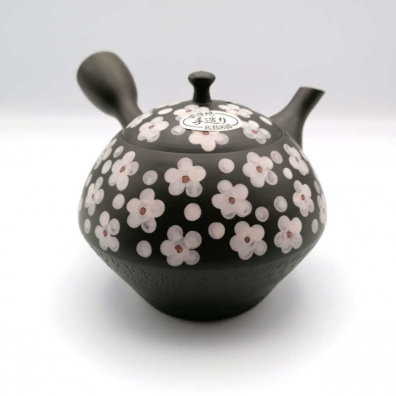 Japanese teapot tokoname kyusu, UME, plum blossoms