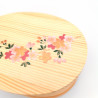 Japanische ovale Bento Lunchbox aus Zedernholz mit lackiertem Kirschblütenmuster, MAKIE SAKURA