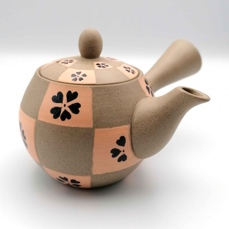Japanese teapot tokoname kyusu, FUREMINGU, pastel pink framing