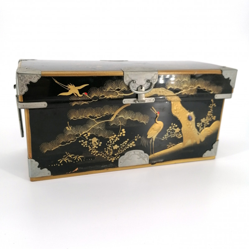 large miniature wooden chest in lacquer, Taishō period