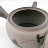 Japanese teapot tokoname kyusu, SHIROI HA, white and black leaves