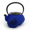 Blau emaillierte japanische Teekanne aus Gusseisen, ROJI ARARE, 0.4lt