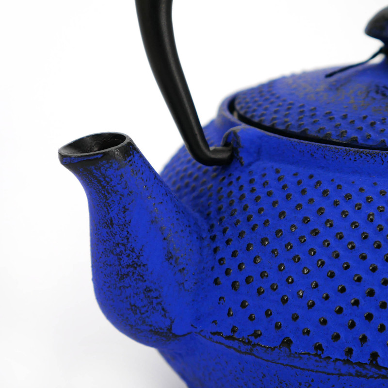 Blau emaillierte japanische Teekanne aus Gusseisen, ROJI ARARE, 0.4lt