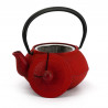 Rot emaillierte japanische Teekanne aus Gusseisen, ROJI ARARE, 0.4lt