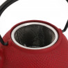 Red enameled Japanese cast iron teapot, ROJI ARARE, 0.4lt